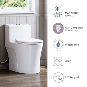 HOROW T0338WM Elongated One Piece Toilet Matte White, ADA Toilet 17.3" with Comfort Chair Height Seat, 0.8/1.28 GPF Powerful Dual Flush Toilet for Bathroom, MAP 1000g, 12" Rough-in Skirted Toilet Bowl HOROW T0338WM Elongated One Piece Toilet Matte White ADA Toilet 173 with Comfort Chair Height Seat 08128 GPF Powerful Dual Flush Toilet for Bathroom MAP 1000g 12 Rough in Skirted Toilet Bowl