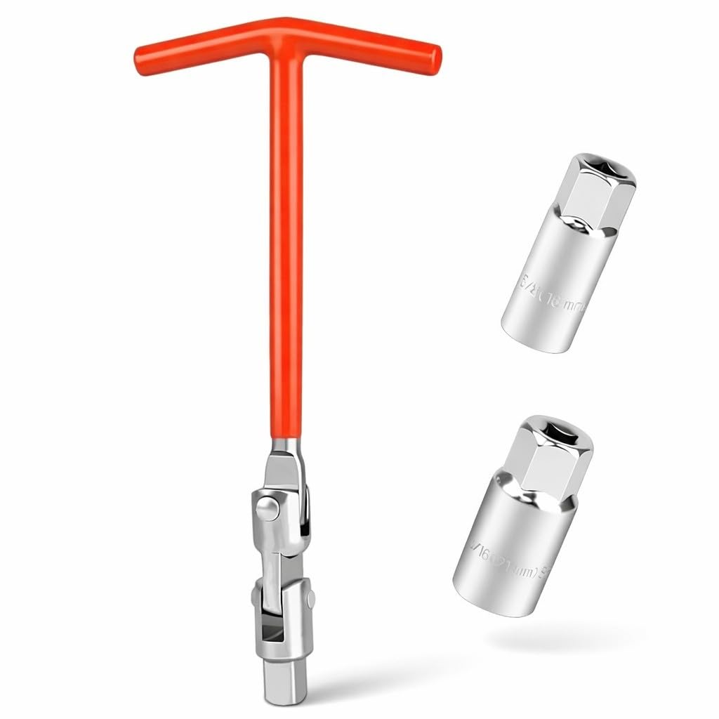 topolenashop Chiave Candela Universale 16 mm 21 mm con Snodo Professionale e Impugnatura a T – Set 3 Pezzi in Acciaio Cromato per Auto Moto Scooter – Chiave Candela Snodata | 201612