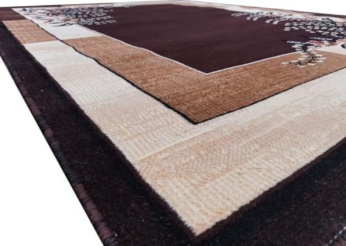 Image of Soft Premium Brown Carpet 5x7 ft Rectangular Washable, Anti-Skid, Fade-Resistant Acrylic Rug for Living Room, Hall, Bedroom, Modern Decor