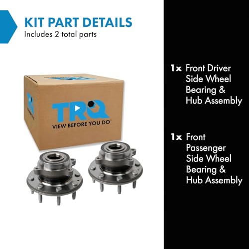 Image of TRQ 2 Piece Front Wheel Bearing & Hub Assembly Set Compatible with 2020 Chevrolet Silverado 2500 HD Silverado 3500 HD GMC Sierra 2500 HD Sierra 3500 HD