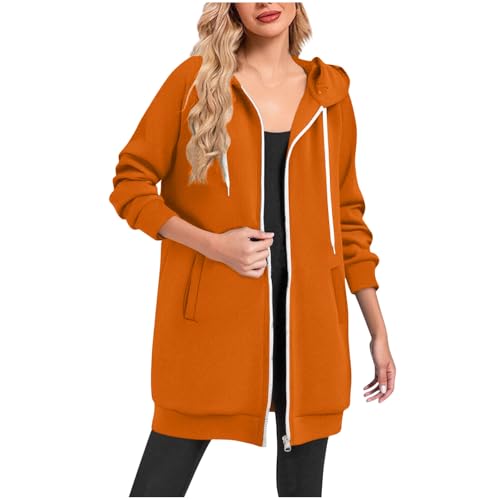 Long Hoodies for Women Plus Size Zip up Drawstring Sweatshirt Coat Long Sleeve Casual Jacket Outwear with Pockets4