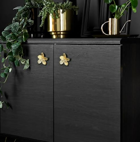Schrankknöpfe Kommodenknöpfe 2Stk Goldene Blumen-Schubladenknöpfe Kleiderschrankgriff Möbelknöpfe Knaufgriffe Handles Vintage Schränke Möbelknöpfe für Schlafzimmer Badezimmer Möbelgriffe Küchentür