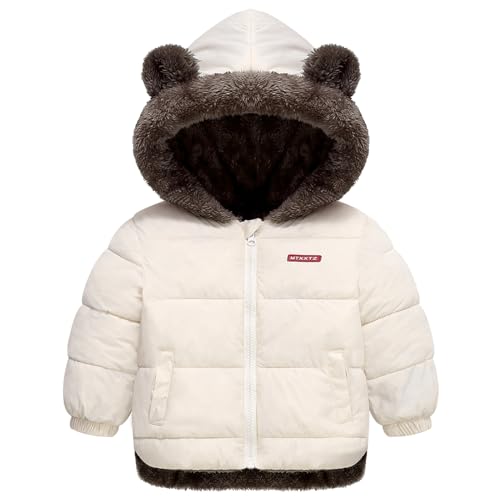 Infant Baby Winter Coat Bear Hooded Jacket Warm Fleece Snowsuit Windproof Outerwear for Toddler Boy Girl 9M-4T
