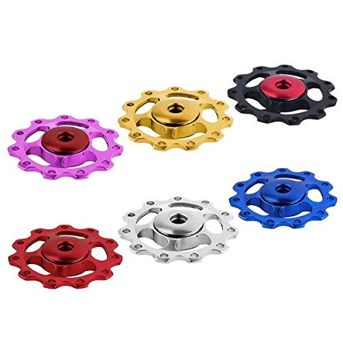 2Pcs 11T Aluminium Jockey Wheel Bicycle Rear Derailleur Pulley Guide Bearing Black/Blue/Glod/Silver/Red/Purple (Black) #TOP4