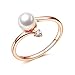 Bella Lotus 18k Rose Gold Plated Simulated Pearl Rings Wedding Bands, Size 6
