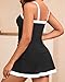 Tempt Me Women Black and White Tankini Swimsuits with Skirt - Two Piece Swimsuit Tummy Control Bathing Suits 2025 Swimwear L