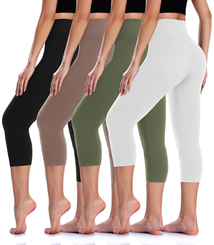 Image of MOREFEEL 3 Pack 8 inch High Waisted Biker Shorts for Women, Casual Summer Knee Length Tummy Control Running Athletic Yoga Shorts