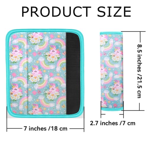 Image of Seat Belt Cover for Kids, Seat Belt Pad for Boys Girls, Car Seat Straps Shoulder Pads for Kids, Kid's Seat Belt Cushion, Shoulder Strap Pad, 1 Piece (Rainbow Unicorn)