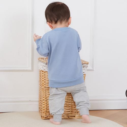 Kupretty Toddler Baby Boy Fall Winter Clothes Letter Graphic Long Sleeve Sweatshirt Pullover Tops + Joggers Pants Outfit Set4