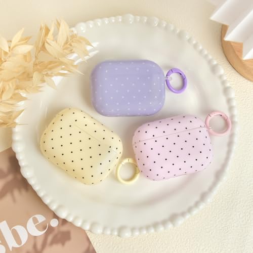inewateri Compatible for AirPods Pro 2 Case with Cleaner Kit Cute Polka Dot Aesthetics Design for Girls Woman Keychain Shockproof Cover for Airpods Pro 2-Purple by inewateri - Image 7