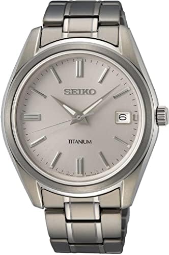 Seiko Men's Quartz Titanium Watch With Stainless Steel Band