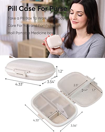 holii travel pill organizer 8 compartments portable pill case daily pill box to hold vitamins small pill container for pocket purse medicine organizerkhaki