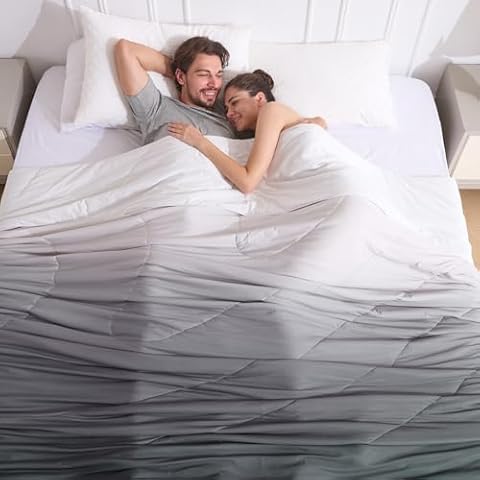 Bearhug Cooling Comforter Queen Size Double-Sided Cooling Blanket, Ice Blanket for Night Sweats Hot Sleepers, Soft Breathable Silky Smooth Lightweight Cold for All Season-90 x90 Grey+Yellow Cover