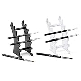 RAYNAG Set of 2 Pen Display Holder Acrylic Stands, Nail/Makeup/Art Brush Rack Organizer Holder, Clear and Black, 6-Layer Stand