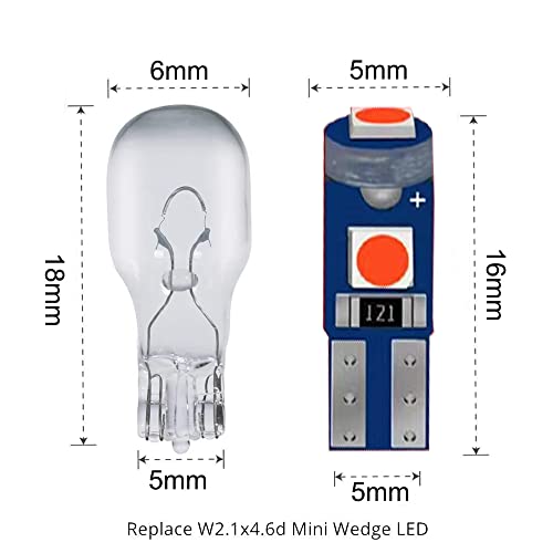 Blyilyb 10-Pack Red T5 2721 37 74 Wedge Led Bulb Pc74 Twist Sockets Replacement Dash Dashboard Lights Instrument Panel Cluster Leds Lamps #TOP1