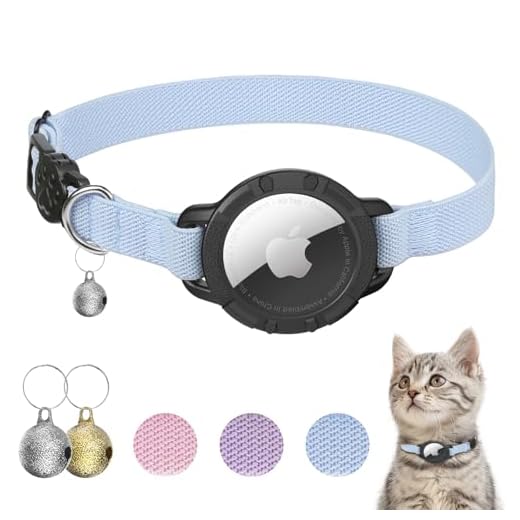AirTag Cat Collars, Stretchy Collar with Air Tag Holder and Bell
