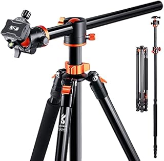 Camera Tripod, K&F Concept 230cm/90" Overhead Tripod Monopod with Horizontal Rotatable Center Column Arm 360 Degree Ball Head SA254T1 for Canon Nikon Sony DSLR Cameras