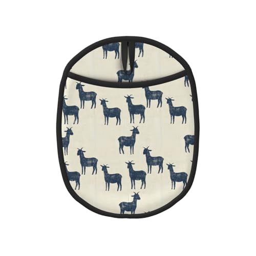 Soporte para ollas con estampado de silueta de cabra rústica para cocina, 1 unidad, guantes de horno resistentes al calor, almohadillas calientes con bolsillo, soportes de silicona con lazo para