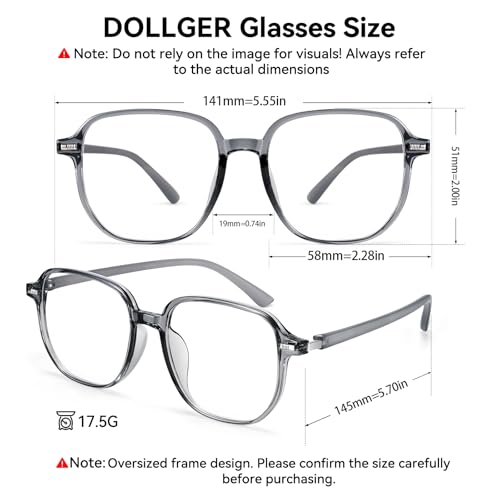 Image of Dollger Blue Light Glasses for Women Oversized Square BlueLight Blocking Large Frame Stylish Eyeglasses