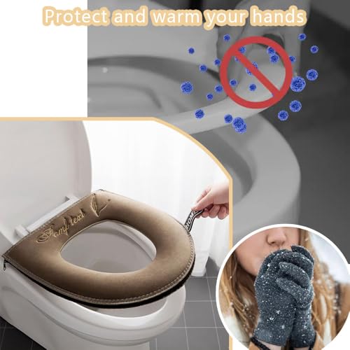 Furforstk toilettensitzbezug 2 Stück Toilet seat Cover mit Griff und Reißverschluss toilettenbezug Waschbar wc sitzbezug, Nach der Benutzung ist es Nicht mehr so ​​kalt wie auf der Toilette