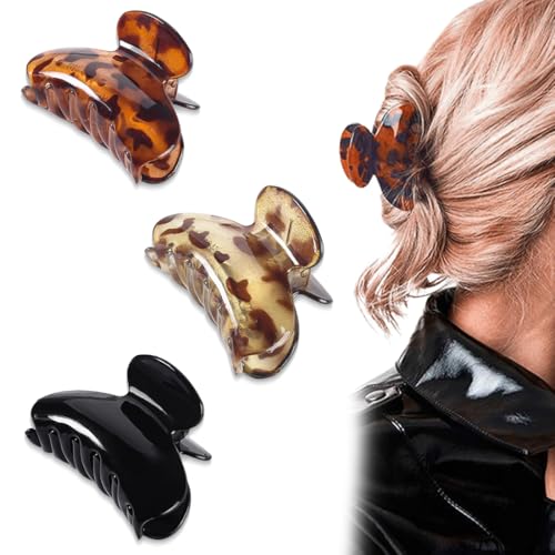 JEYORZY 3 pcs Mollettone Capelli Donna, Pinza Capelli in Plastica Leopardate con Artigli Spessi, Mollettone Capelli per Ragazze, durevoli mini fermagli per capelli, accessori per capelli da donna