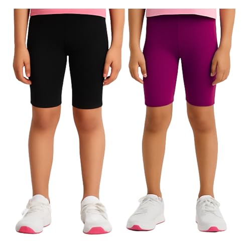 Image of Joe & Joe Shorts for Girls Premium Cotton Lycra Cycling Shorts - Pack of 2 | Inner Shorts for Yoga & Sports & School Uniform.