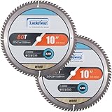 Luckyway 10 Inch Table Saw Blade, Miter Saw Blade 2-Pack, 80T Fine Finish Professional Woodworking with 5/8 Inch Arbor TCT Saw Blade for Table Saw and Miter Saw