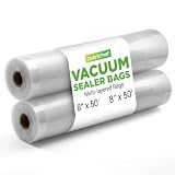 NutriChef Vacuum Sealer Bags 8x50 Rolls 2 pack Compatible with All Brands,...