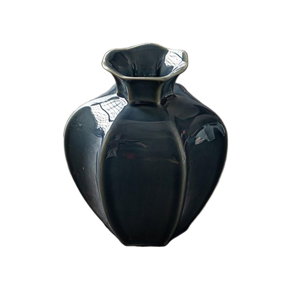 EINES Chinese Style Home Indoor Vase Flower Arrangement Tea Room Desktop Ornaments Ceramic Small(B)