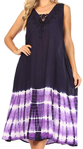 Robe mi-longue sans manches Sakkas Ilaria évasée imprimée avec poches