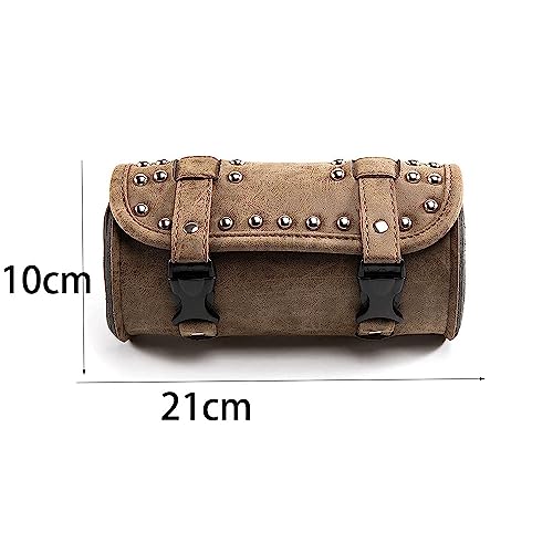 Alforja mini para motocicleta, bolsa para horquilla de 8,26 pulgadas, hecha de cuero sintético PU, bolsa para herramientas en manillar para motocicleta, bicicleta eléctrica y bicicleta (Estilo B) miniatura 6