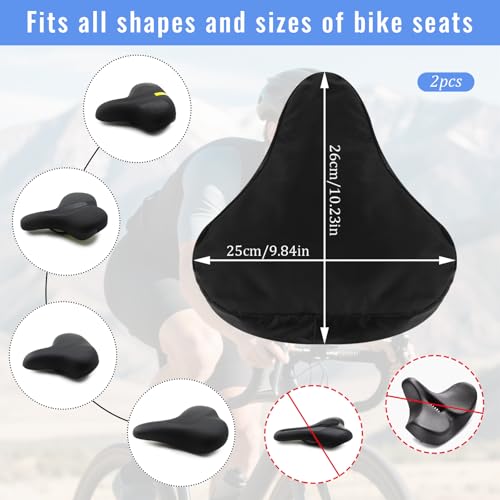 2 Piezas Funda Impermeable para Asiento de Bicicleta, Cubierta Negra con Cordon para Varias Bicicletas y E-Bikes miniatura 2