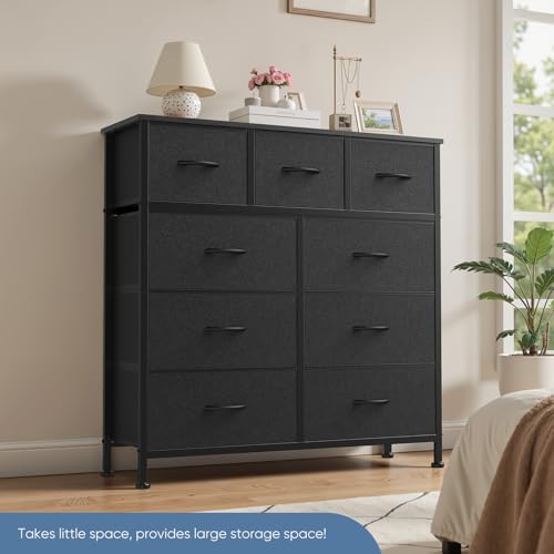 image for DUMOS 9 Drawer Dresser for Bedroom, Fabric Storage Organizer with Stur