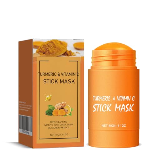 Barra desmaquillante, mascarilla de cúrcuma y vitamina C, mascarilla de arcilla facial, hidratante, reduce los puntos negros, limpia profundamente, mejora la tez, para todo tipo de piel (1PC)