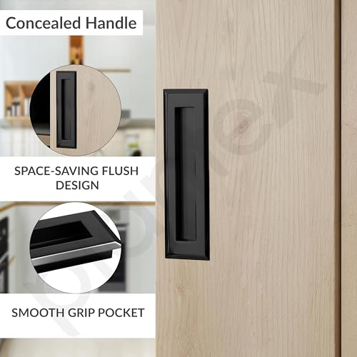 Image of Plantex Sliding Door Handle /Concealed Handle for Sliding Door /160mm Concealed Handle for Wardrobe /Kitchen Cabinet - Pack of 4 (Black)