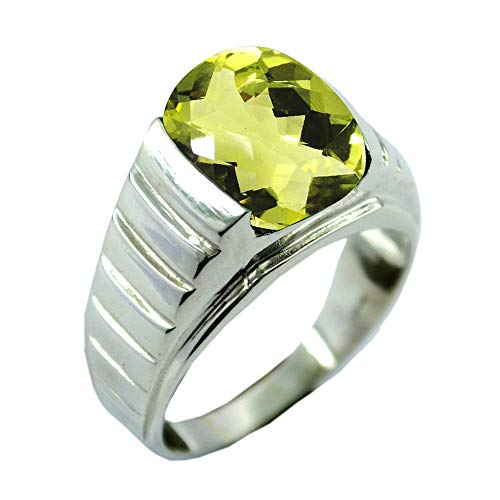 Chevalière mixte argent 925 d'exception et quartz citron naturel ovale de haute joaillerie
