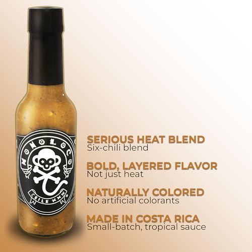 Image of Chile Monoloco XXX Hot Sauce 6 types of peppers - Mild Hot Sauce - 5 oz glass bottle