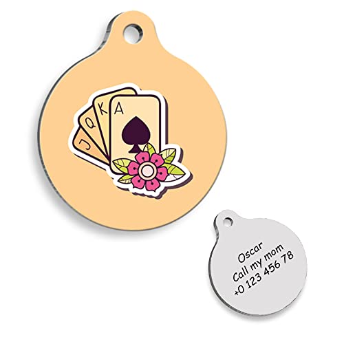 Playing Cards Personalized Dog Tag - Custom Name Tag - ID Tag for Dog & Cat - Customized Pet Tags - Dog & Cat Name id Tag - Dog Name Tag - Engraved Dog Tag