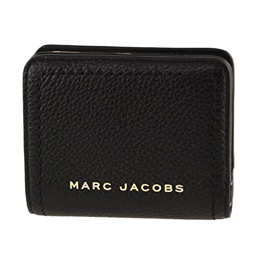 Marc Jacobs S101L01Sp21 Black With Gold Hardware Top Stitched Compact Zip Women's Leather Wallet #TOP1