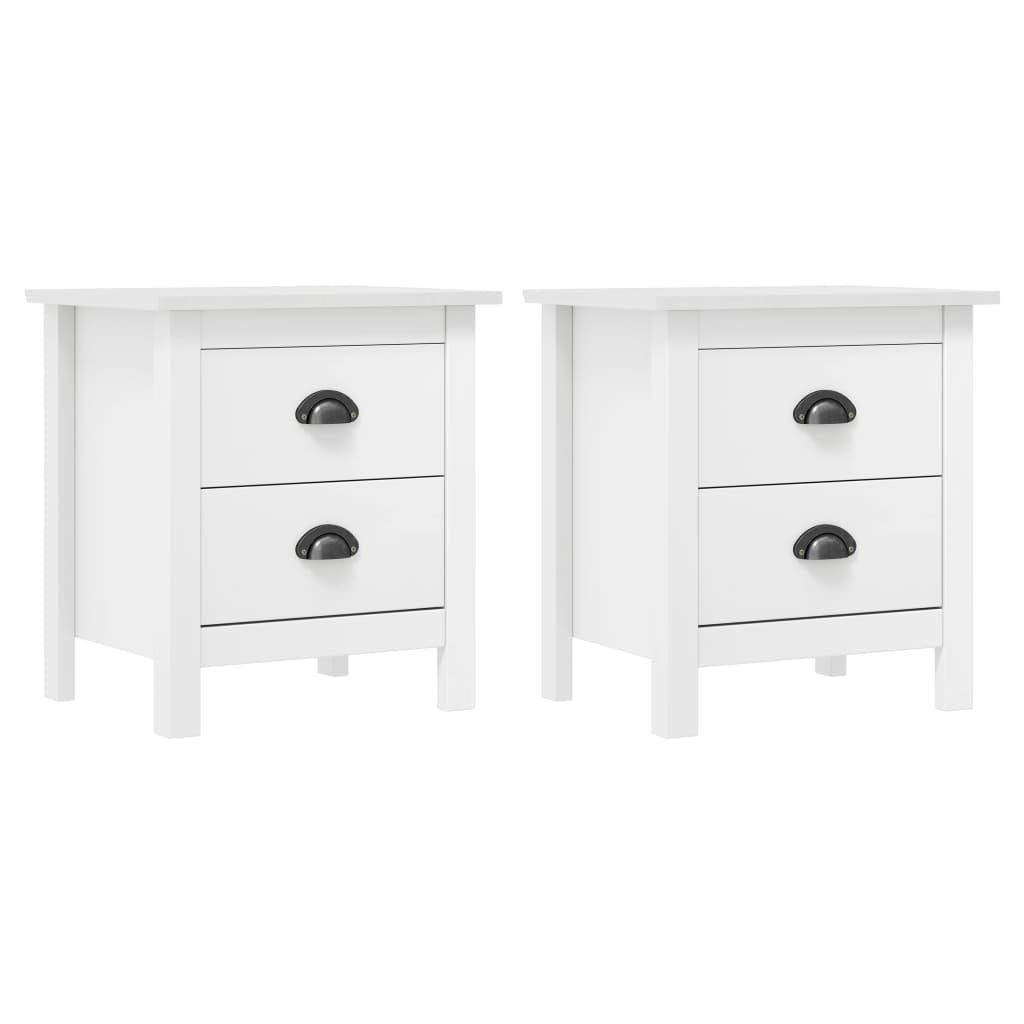 Table de chevet en bois de pin blanc Lot de 2 tables de nuit modernes à 2 tiroirs pour chambre