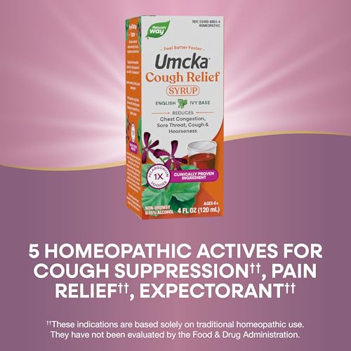 Nature's Way Umcka Cough Relief Syrup, Chest Congestion, Sore Throat, Cough, Hoarseness, Phenylephrine Free, Homeopathic, Non-Drowsy, 4 Fl Oz - image 4