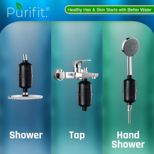 Image of Purifit Ultra Hard Water Filter for Tap and Shower, Water Softener for Bathroom | Matte Black