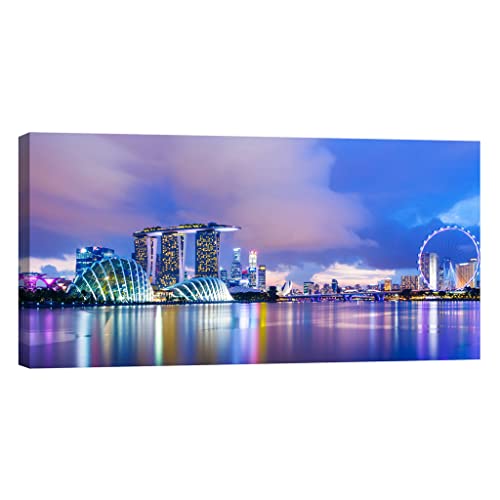 Tableau canvas Cities DCO037-3 photoluminescent toile de New York nuit 60x120 cm