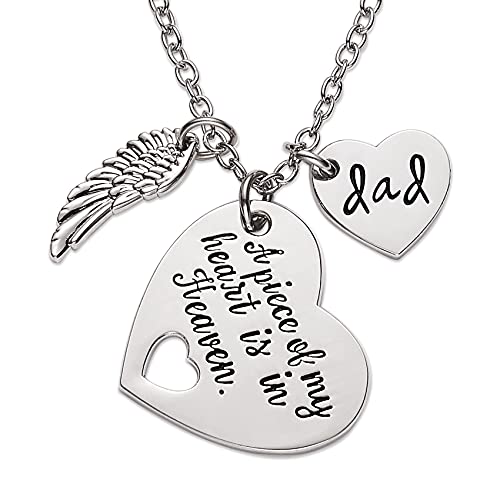 Memorial Necklace A Piece of My Heart is in Heaven Memorial Dad Mom Necklace Loss of Father Gift