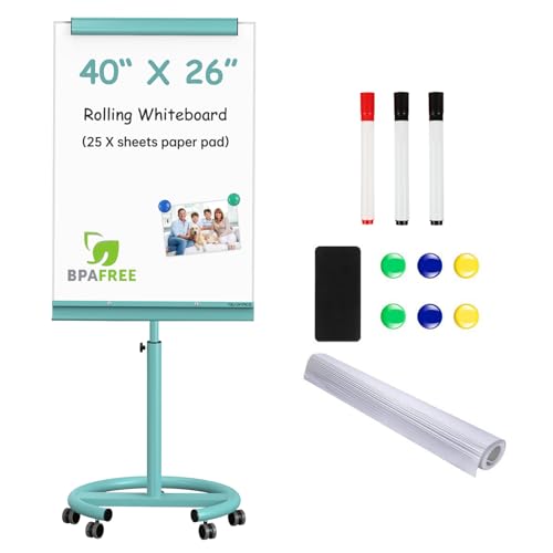 Image of TSJ OFFICE Rolling Whiteboard Standing - 40 x 26 Inches Mobile White Board