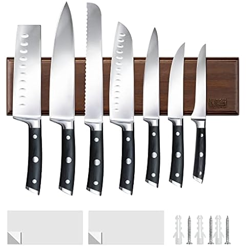 HOSHANHO Soportes para cuchillos de cocina, Barra Magnética de Madera Cover