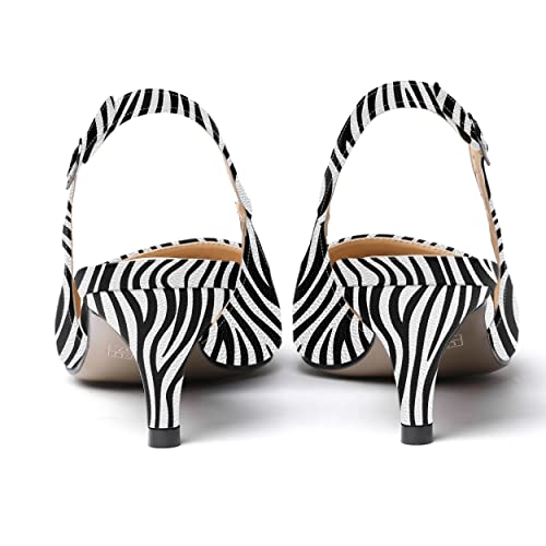 MODENCOCO Women's Slingback Party Patent Fashion Buckle Pointed Toe Kitten Low Heel Pumps Dress Shoes 2 Inch4