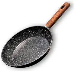 Frigideira Antiaderente, Base de Cerâmica, Cabo de Madeira, Frita Sem Óleo, Compatível Com Todos os Tipos de Fogões