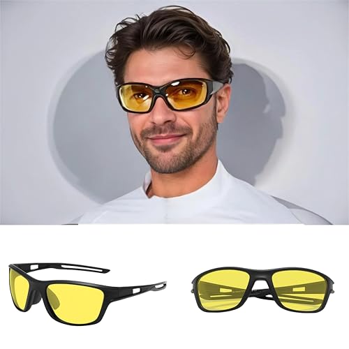 Image of Night Driving Glasses for Men, Night vision glasses for driving with Yellow Polarized Lenses