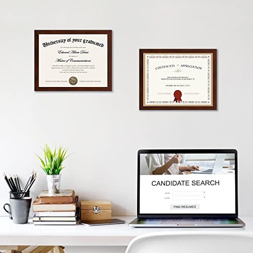 Image of upsimples Certificate Frame, 8.5 by 11 Glass Diploma Frames, 5 Pcs Mahogany (Pack of 2)